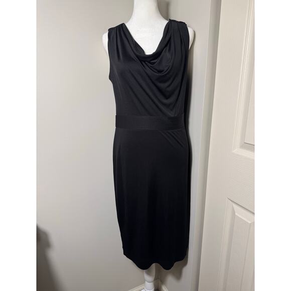 Tory Burch Black Silk Cowl Neck Dress Size Small Women's Designer Midi - Picture 1 of 6